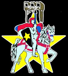 Knight on Horseback Logo with medieval yellow star - Pub Stella d'Oro
