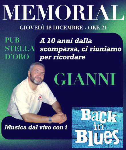 Flyer for Gianni memorial concert 18 dicmbre 2025